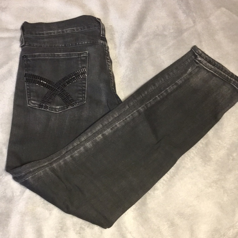 7 For All Mankind black faded ankle jeans